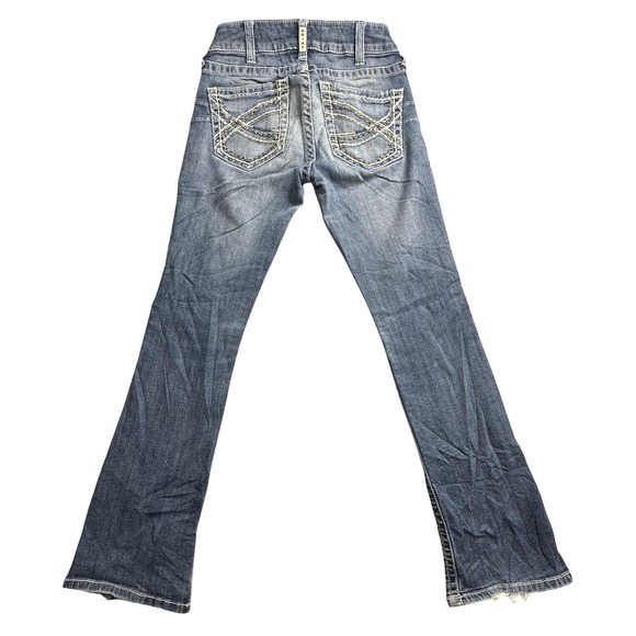 Ariat R.E.A.L. Jeans Womens 27 Short Blue Mid Rise Bootcut Entwined Embroidered - Picture 1 of 16